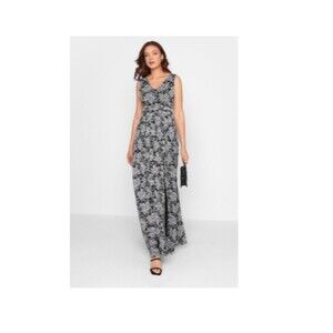 LTS Woman's Tall Black Floral Maxi Dress Size 14